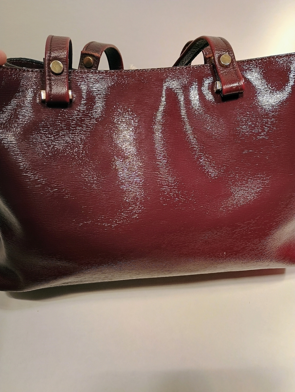 Kate Spade Burgundy Patent Leather Tote with Matching Zip Wallet - Picture 3 of 11